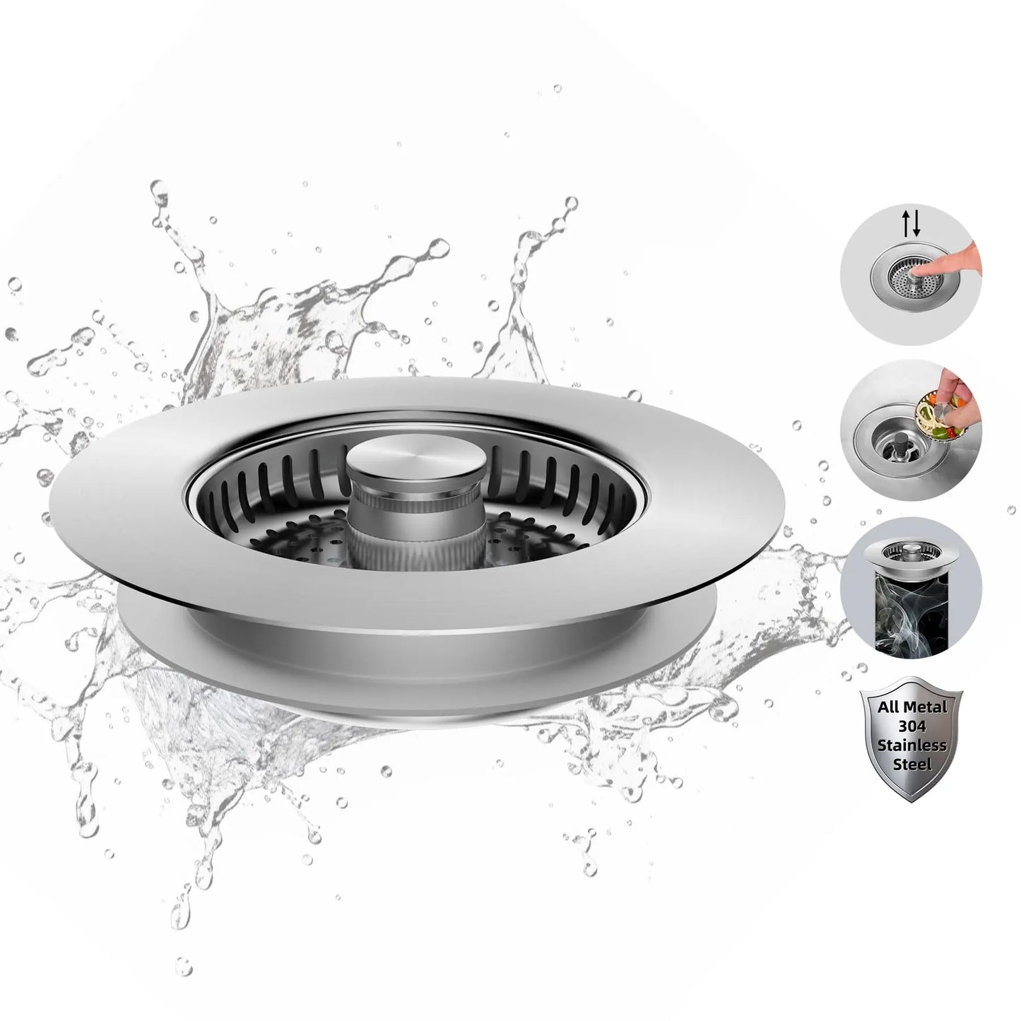 3-in-1 Kitchen Sink Drain Strainer