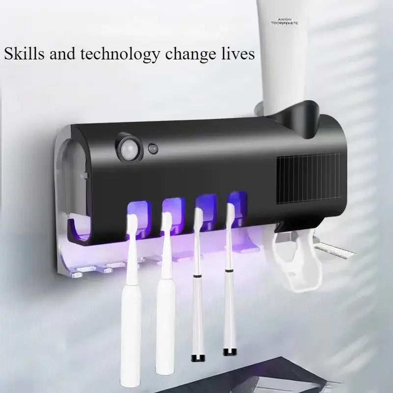 Sterilizing Toothbrush Holder With Toothpaste Dispenser