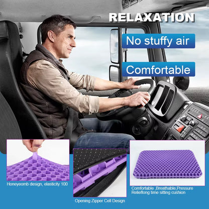 Gel Seat Cushion Summer Breathable Honeycomb Design for Pressure Relief Back Tailbone Pain - Home Office Wheelchair Chair Cars