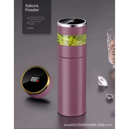 316 Stainless Steel Teapot with Intelligent Temperature Measurement and LED Display, Insulated Travel Tea Cup with Stainless Steel Filter