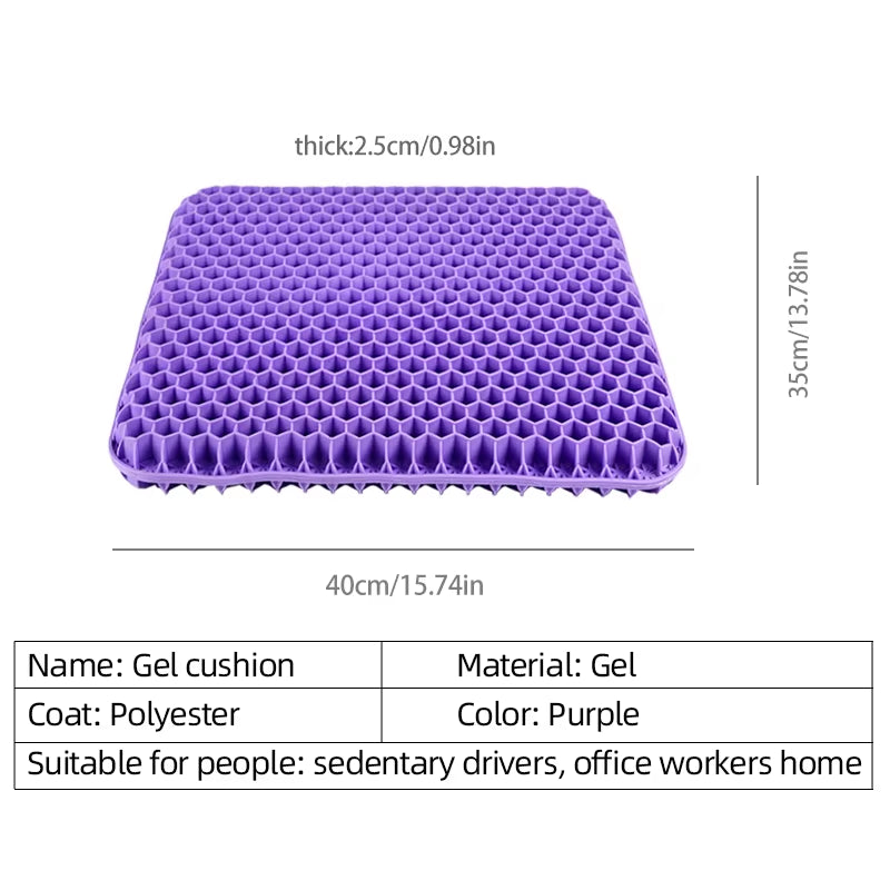 Gel Seat Cushion Summer Breathable Honeycomb Design for Pressure Relief Back Tailbone Pain - Home Office Wheelchair Chair Cars