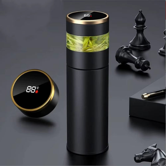 316 Stainless Steel Teapot with Intelligent Temperature Measurement and LED Display, Insulated Travel Tea Cup with Stainless Steel Filter