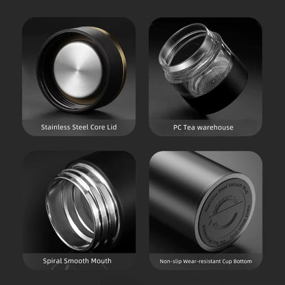 316 Stainless Steel Teapot with Intelligent Temperature Measurement and LED Display, Insulated Travel Tea Cup with Stainless Steel Filter