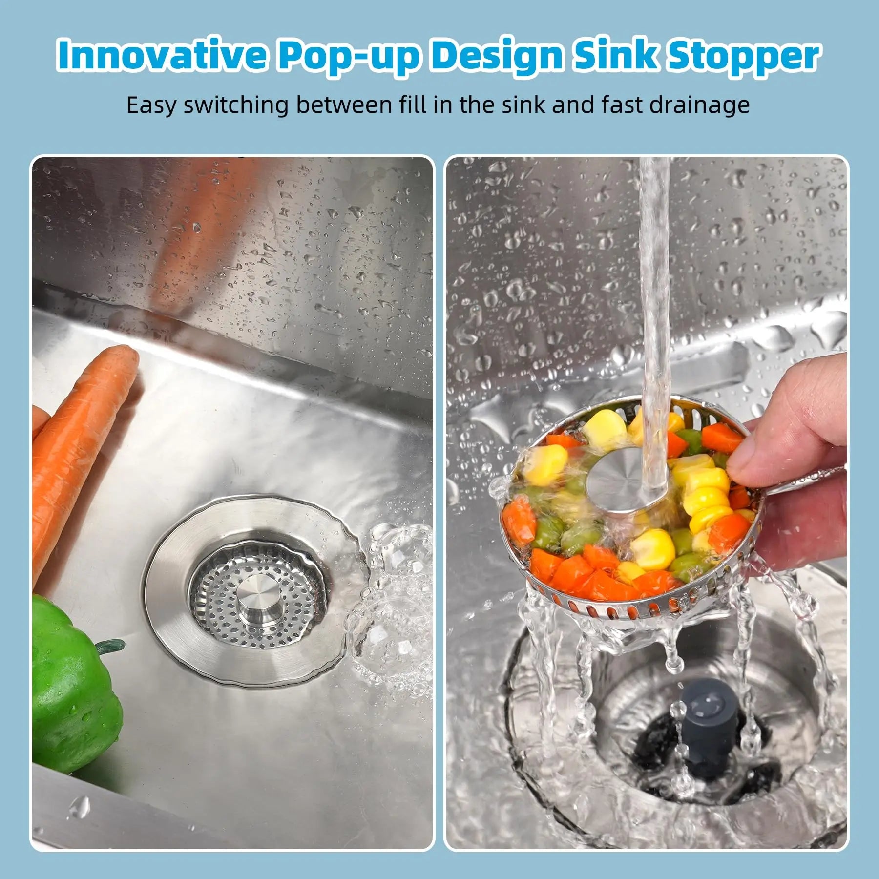 3-in-1 Kitchen Sink Drain Strainer 
