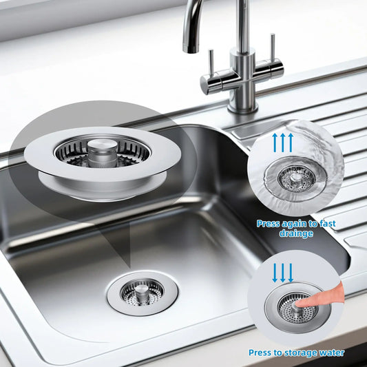 3-in-1 Kitchen Sink Drain Strainer 