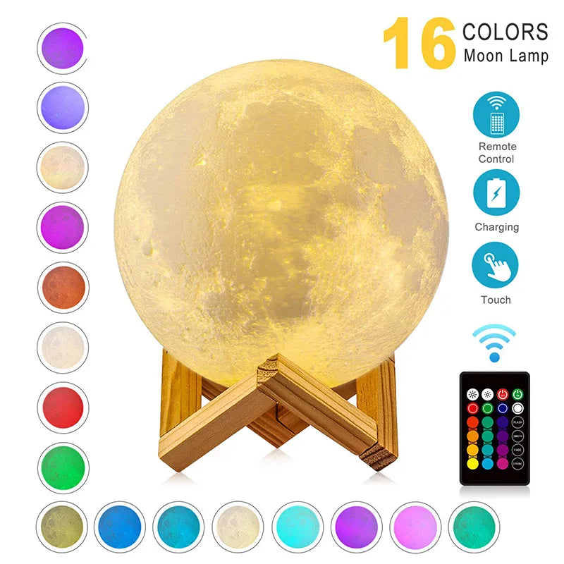 LED Moon Lamp with Changing Colors
