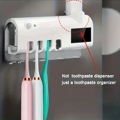 Sterilizing Toothbrush Holder With Toothpaste Dispenser 