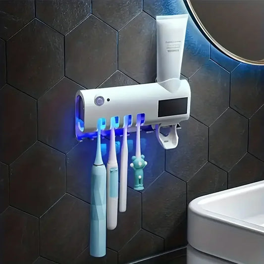 Sterilizing Toothbrush Holder With Toothpaste Dispenser 