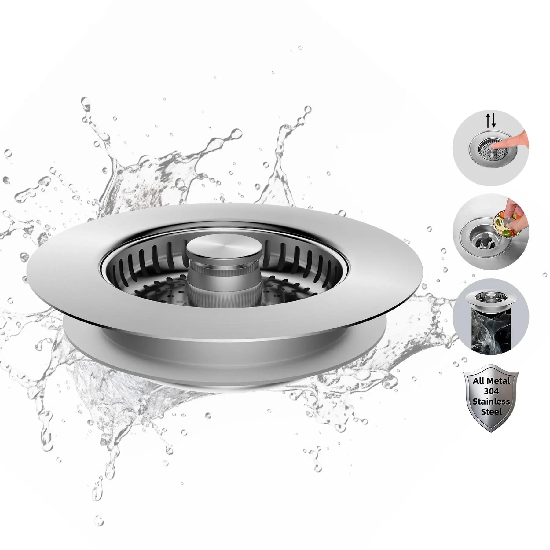 3-in-1 Kitchen Sink Drain Strainer 