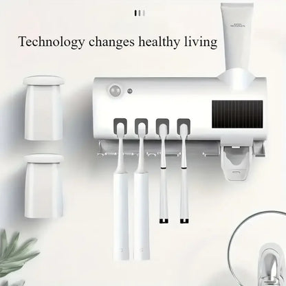 Sterilizing Toothbrush Holder With Toothpaste Dispenser 