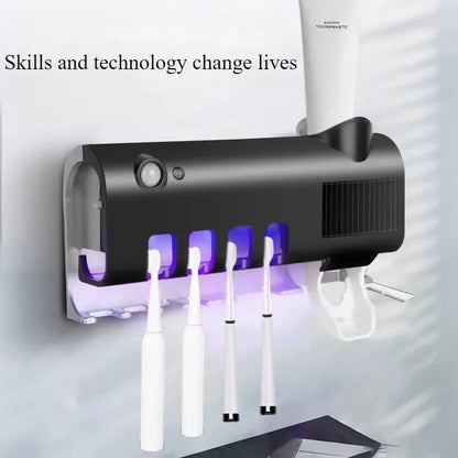Sterilizing Toothbrush Holder With Toothpaste Dispenser 