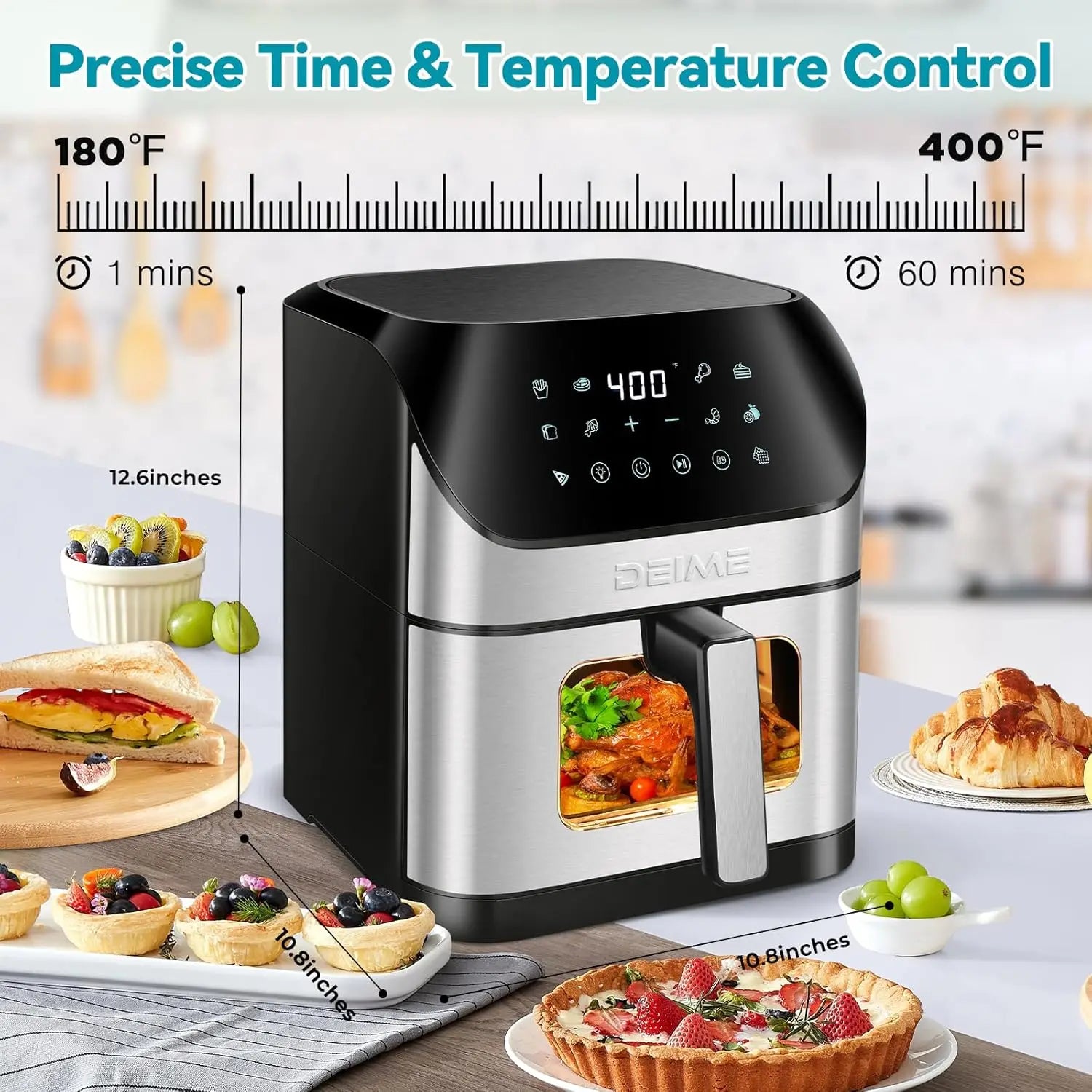 6.2 QT 1500W Power Air Fryer with 