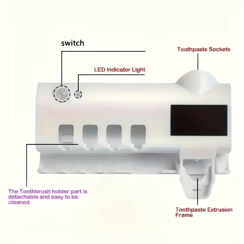 Sterilizing Toothbrush Holder With Toothpaste Dispenser 
