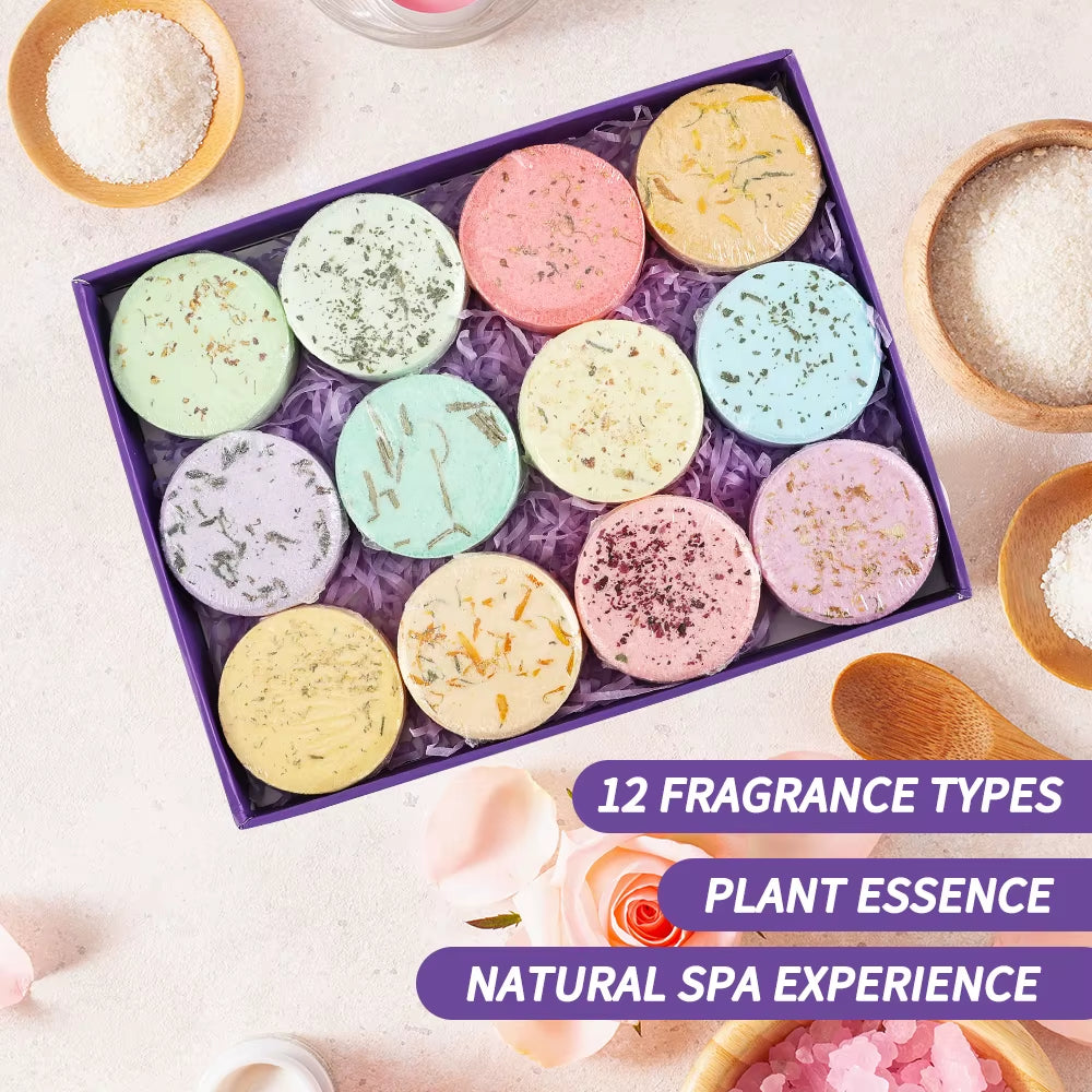 Shower Steamers Aromatherapy - Birthday Gifts for Women, 12 Pack Shower Bombs with Essential Oils. Gifts for Her, Self Care Spa